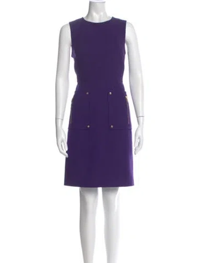 Pre-owned Tory Burch Crew Neck Mini Dress In Purple
