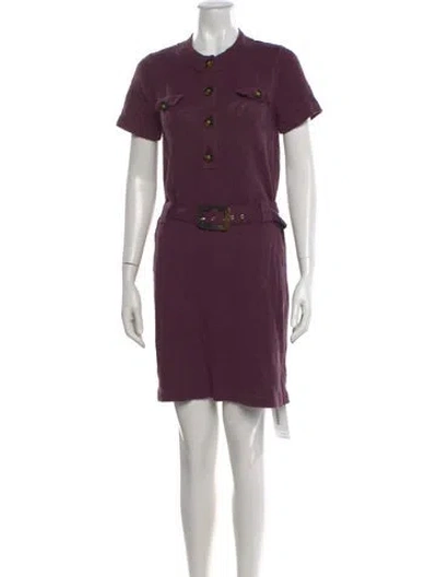 Pre-owned Tory Burch Crew Neck Mini Dress In Purple