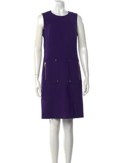 Pre-owned Tory Burch Crew Neck Mini Dress In Purple
