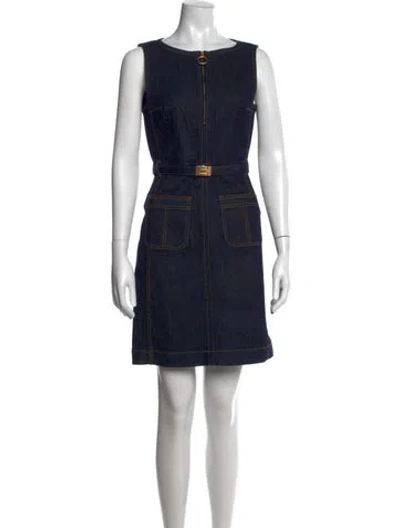 Pre-owned Tory Burch Crew Neck Mini Dress W/ Tags In Blue