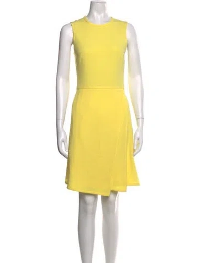 Pre-owned Tory Burch Crew Neck Mini Dress In Yellow