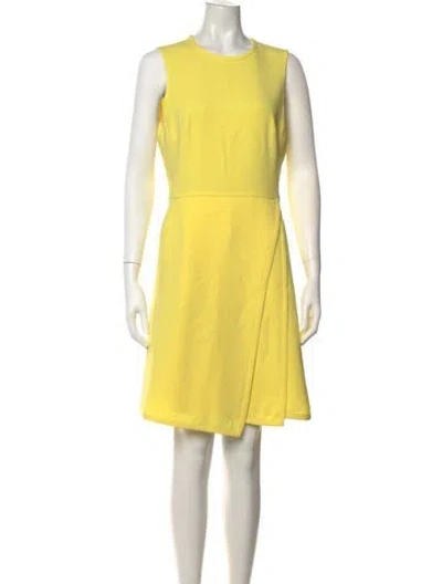 Pre-owned Tory Burch Crew Neck Mini Dress In Yellow