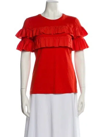 Pre-owned Tory Burch Crew Neck Short Sleeve Blouse In Orange