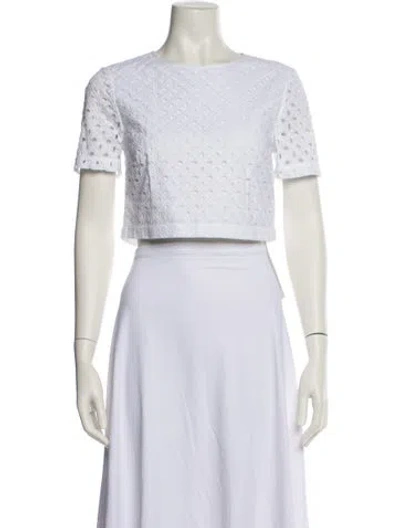 Pre-owned Tory Burch Crew Neck Short Sleeve Crop Top W/ Tags In White