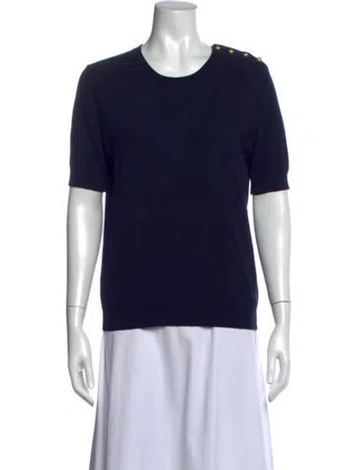 Pre-owned Tory Burch Crew Neck Short Sleeve Top In Blue