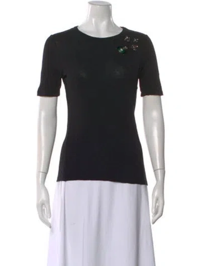 Pre-owned Tory Burch Crew Neck Short Sleeve T-shirt In Black