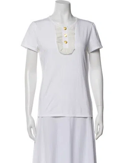 Pre-owned Tory Burch Crew Neck Short Sleeve T-shirt In Neutral