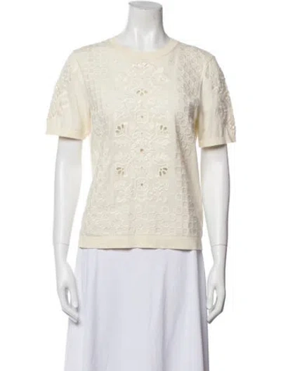 Pre-owned Tory Burch Crew Neck Short Sleeve T-shirt In Neutral