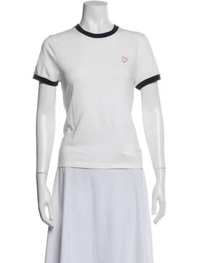 Pre-owned Tory Burch Crew Neck Short Sleeve T-shirt In White