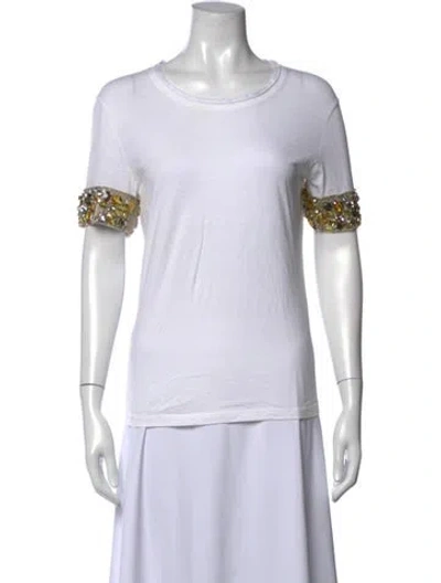 Pre-owned Tory Burch Crew Neck Short Sleeve T-shirt In White