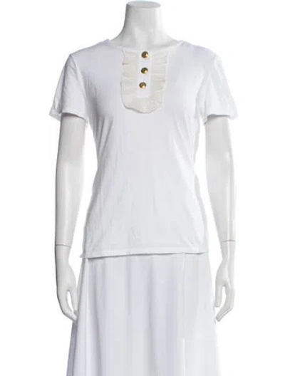 Pre-owned Tory Burch Crew Neck Short Sleeve T-shirt In White