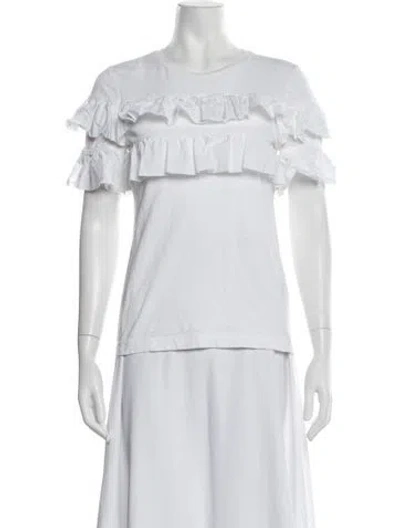Pre-owned Tory Burch Crew Neck Short Sleeve T-shirt In White