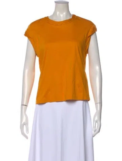 Pre-owned Tory Burch Crew Neck Short Sleeve T-shirt In Yellow