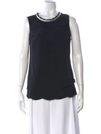 Pre-owned Tory Burch Crew Neck Sleeveless Top In Black