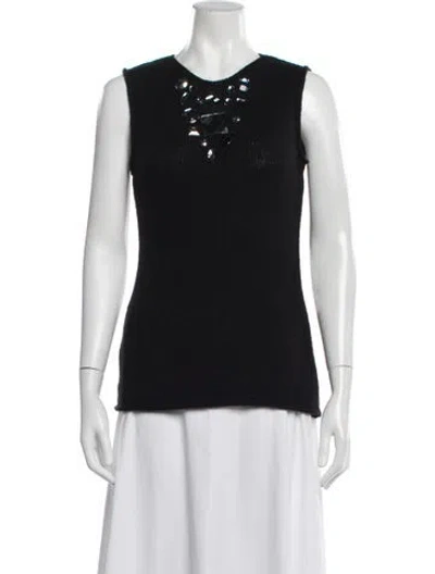 Pre-owned Tory Burch Crew Neck Sleeveless Top In Black