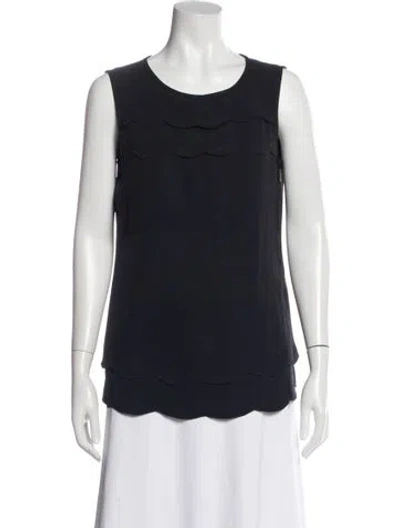 Pre-owned Tory Burch Crew Neck Sleeveless Top In Blue