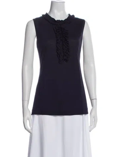 Pre-owned Tory Burch Crew Neck Sleeveless Top In Blue