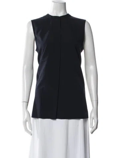 Pre-owned Tory Burch Crew Neck Sleeveless Top In Blue