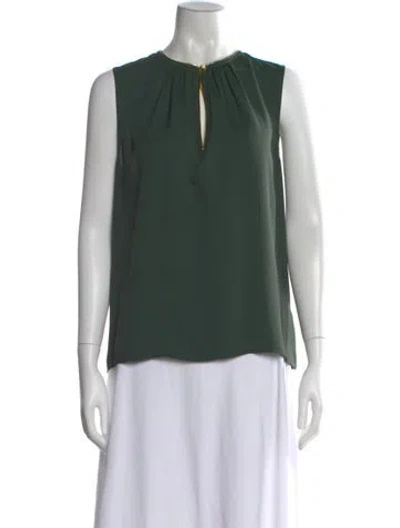 Pre-owned Tory Burch Crew Neck Sleeveless Top In Green