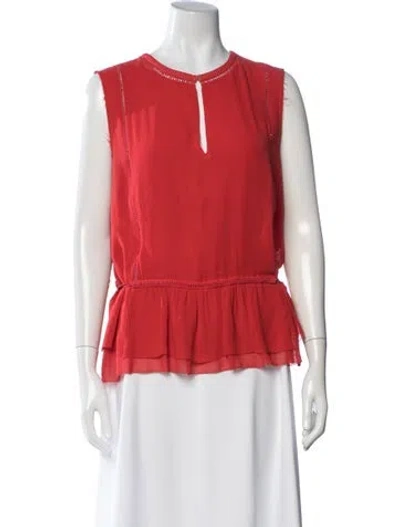 Pre-owned Tory Burch Crew Neck Sleeveless Top In Red