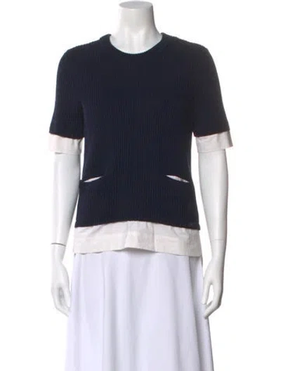Pre-owned Tory Burch Crew Neck Sweater In Blue