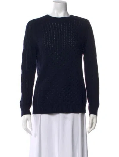 Pre-owned Tory Burch Crew Neck Sweater In Blue