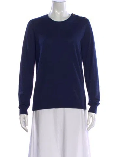 Pre-owned Tory Burch Crew Neck Sweater In Blue