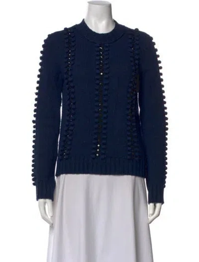 Pre-owned Tory Burch Crew Neck Sweater In Blue