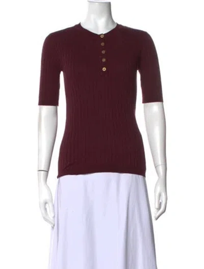 Pre-owned Tory Burch Crew Neck Sweater In Burgundy