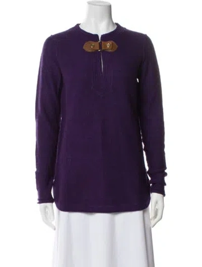 Pre-owned Tory Burch Crew Neck Sweater In Purple