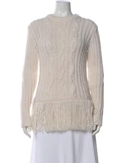 Pre-owned Tory Burch Crew Neck Sweater In White