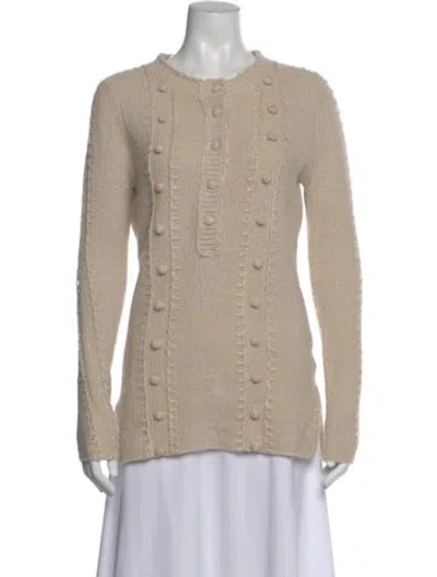Pre-owned Tory Burch Crew Neck Sweater In White