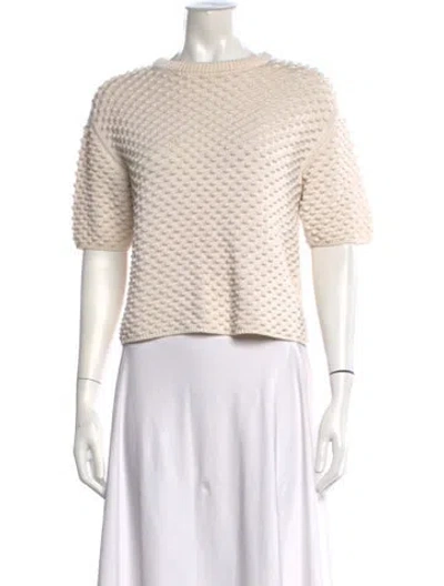 Pre-owned Tory Burch Crew Neck Sweater In White