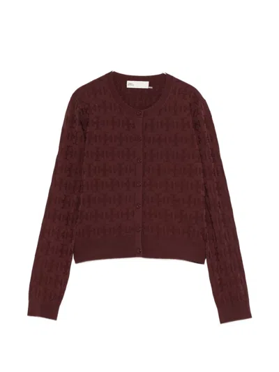 Tory Burch Crewneck Cardigan In Burgundy