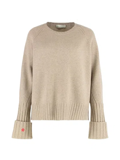 Tory Burch Crew-neck Sweater In Neutral