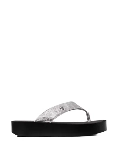 Tory Burch Crinkle-effect Platform Flip Flops In Multi