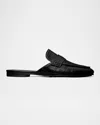 Tory Burch Croc-embossed Leather Loafer Mules In Perfect Black