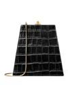 Tory Burch Croc-embossed Leather Mini Handbag In Black