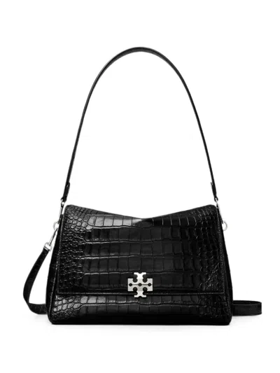 Tory Burch Croc-effect Logo-plaque Tote Bag In ブラック