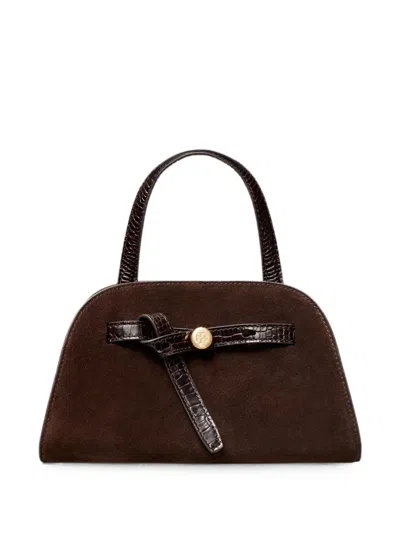 Tory Burch Croc-effect Suede Tote Bag In Brown