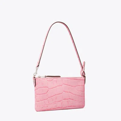 Tory Burch Croc-embossed Pochette In Pink