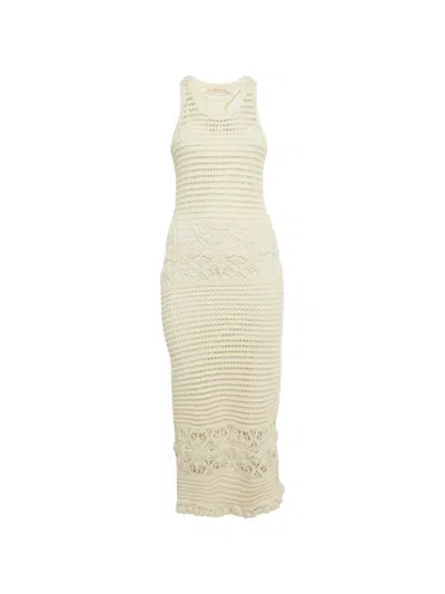 Pre-owned Tory Burch Crochet Open-knit Dress In White