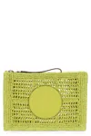 Tory Burch Hand Crocheted Raffia Rectangular Clutch Pouch In Yellow