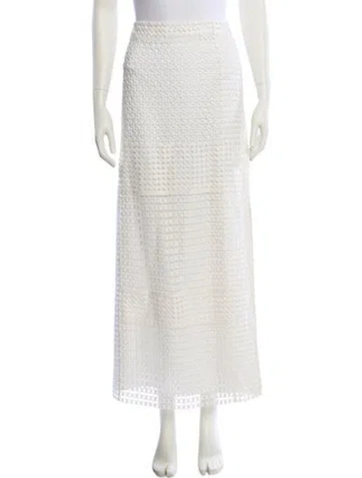 Pre-owned Tory Burch Crochet Trim Midi Length Skirt In White