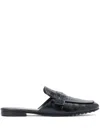 Tory Burch Croc-embossed Leather Loafer Mules In Black