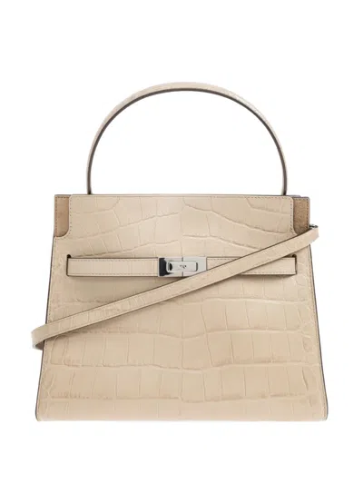 Tory Burch Crocodile-effect Tote Bag In Neutral