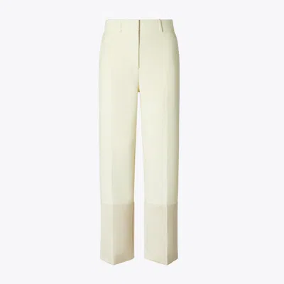 Tory Burch Cropped Crepe Pant In Neutral