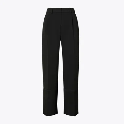 Tory Burch Cropped Crepe Pant In Black