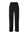 Tory Burch Satin Cuffs Cropped Crepe Trousers In Black