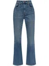 Tory Burch Cropped Flare Jeans With Classic Blue Wash And Five-pocket Design In Blue